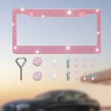 Easypie Selection 1 件闪亮塑料牌照框，水晶钻手工制作，多色，防锈耐用，附带配件，理想的圣诞礼物 - 彩色 - 查看 2