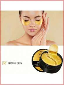 60 Peças Máscara de Olhos Dourada 24K, Máscara de Olhos Firmadora Contendo Colágeno, Ácido Hialurônico e Extrato de Camomila, Hidratante e Firmadora, Suaviza Rugas, Cataventos para Olhos de Colágeno Direcionados a: Olheiras, Bolsas Oculares, Olheiras, Adequados para Homens e Mulheres que Sofrem de Problemas Oculares Relacionados à Idade, Nutrição Poderosa para a Área dos Olhos, Reposição de Colágeno de Longa Duração