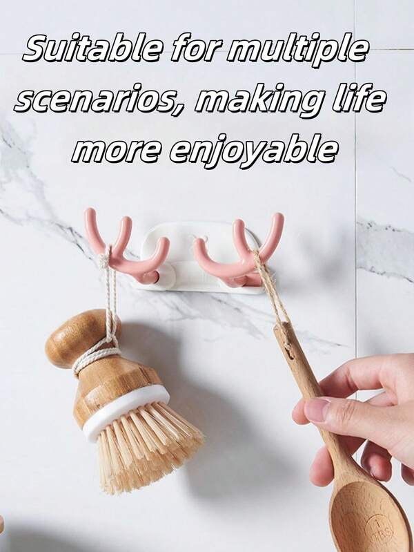 2pcs Cute Deer Antler Shaped Silicone Water Bottle Hanging Hook, Portable For Outdoor Travel Backpack, Towel Rack