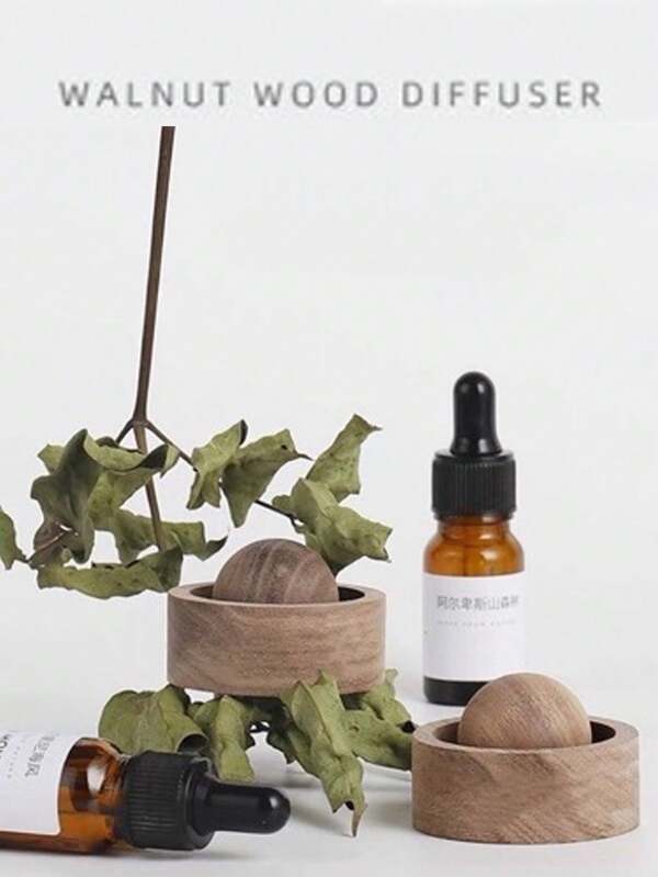 1pc Black Walnut & Beechwood Aroma Wood Diffuser, Suitable For Car, Bedroom, Living Room. Portable Essential Oil Diffuser, Wood Room Fragrance Gift