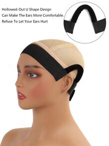 Lace Melt Wig Band With Ear Hanger New Arrival Wig Band With Ear Cut Outs 3.5Cm 3Cm Width Lace Melting Band Black Wig Edge Lace Frontal Melt Adjustable Wrap To Lay Scarf Wig Band With Ear Protection Lace Edge Band