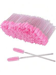 100pcs/50pcs/10pcs Disposable Mascara Wands, Nylon Bristle Eyelash Brush Spoolies, Unscented Eyebrow Extension Applicator With ABS Plastic Rod, Normal Skin Compatible - Pink And Black Wand Set