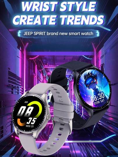  Jeep Z02 Pro 智能手表原装防水手表男女款 1.53 英寸蓝牙通话血压长效电池健身运动跑步计步器手表计算器音乐闹钟适用于 Android IOS 手机