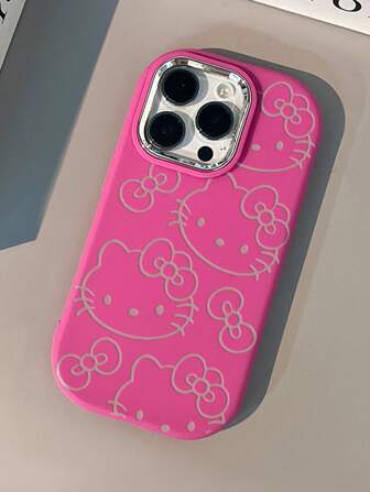  Officially Licensed Sanrio Hello Kitty Metal Frame Protective Phone Case, Soft Silicone Cute Design, Compatible With Apple 17/16/15/14/13/12/11/7/7 PLUS/XS/XR/XS MAX/16 Pro/16 Plus/16 Pro Max