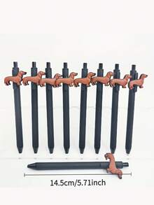 5/10 piezas Bolígrafos de gel redondos de PVC suave con tema de perro salchicha, bolígrafos de regalo para estudiantes de vuelta al cole - aleatorio - Ver 2