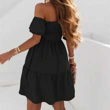 Dresses For Women 2024 Plus Size Summer Dresses For Women 2024 Midi Off Shoulder Puff Sleeve Dress Vestidos Verano Moda 2024 - Black - View 3