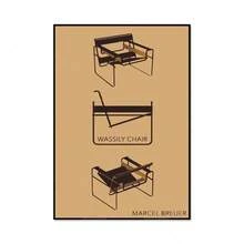 1 tấm áp phích nghệ thuật treo tường Khung tùy chọn Tranh in Bauhaus cổ điển, Áp phích triển lãm ghế Breuer Wassily, Trang trí văn phòng Scandinavia trừu tượng tối giản, Ý tưởng quà tặng, Không khung - Nhiều màu - Xem 32