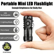 Mini Lanterna Brilhante com 3 lâmpadas LED de alta luminosidade, recarregável via USB, design com clipe, leve e portátil, adequada para uso doméstico, caminhadas noturnas, camping ao ar livre, acessórios de camping
