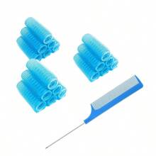 18 PIEZAS Rizadores de cabello sin calor, rizadores de cabello profesionales para salón, herramientas para peinados rizados DIY, peine de cola de rata para mujeres con cabello corto y medio (2 cm x 6 cm), esenciales para volver a la escuela, viajes y vacaciones, accesorios para el cabello para mujeres