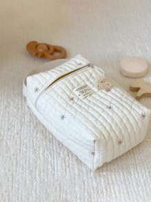 1 Pc Personalized Embroidered Tote Bag For Moms, Large Capacity Customized Embroidery Maternity Bag, Fashionable And Versatile Mummy Handbag For Outdoor, Cute Bear Pattern Diaper Wet Wipes Organizer Bag, Multi-Function Diaper Bottle Storage Handbag With Stroller Hook, Embroidered Bear Pattern Tote Bag, Suitable For Daily Use, Can Be Gift For Family, Friends, New Moms