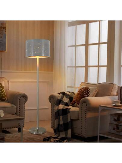 Moderne Vloer Lamp Living Room The Is Made Of Grijs Goud Star ed Fabric Lampshade, Measuring 144cm. It Comes An E27 Foot Switch Plug, Bedrooms, Children's Rooms, Corridors Excluding Verlichting Bulbs view 6