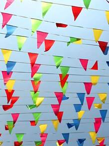 100 piezas / 50 m Banderas de Triángulo de Cuerda de Arco Iris, Decoración de Fiesta Vibrante, Banderín Elegante para Boda, Banderín Vintage Retro, Banderines de Triángulo de Lona - Fácil de Instalar, Reutilizable, Decoraciones Impermeables para Boda al Aire Libre, Cumpleaños, Fiesta de Navidad