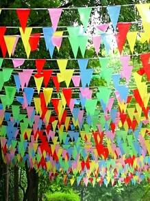 100 piezas / 50 m Banderas de Triángulo de Cuerda de Arco Iris, Decoración de Fiesta Vibrante, Banderín Elegante para Boda, Banderín Vintage Retro, Banderines de Triángulo de Lona - Fácil de Instalar, Reutilizable, Decoraciones Impermeables para Boda al Aire Libre, Cumpleaños, Fiesta de Navidad
