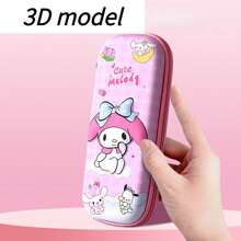 Sanrio صندوق قرطاسية كبير السعة من سانريو كورومي هيلو كيتي سيناموريل وردي أزرق بنفسجي، علبة أقلام، حقيبة تخزين مقاومة للسقوط، حلوة وإبداعية، هدايا للسيدات الشابات والطالبات لمناسبات مثل عيد الميلاد والسنة الجديدة