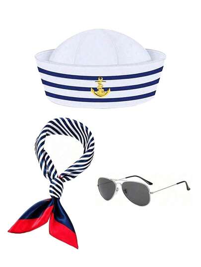 Kostüm Aksesuarları Seti: Şapka, Gözlük, Atkı, Denizci Şapkası, Çizgili Şapka, Melon Şapka, Cosplay, Parti Süslemeleri, Sevgililer Günü, Kişiselleştirilmiş Stil, Seksi Kıyafet, Günlük Giyim, Yaz, Plaj, Tatil, Parti İçin Uygun