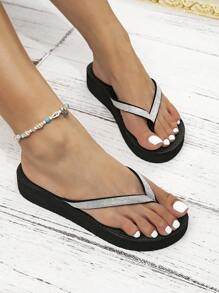 Summer New Women's Black Slippers, Flat Slip-On Sandals For Outdoor Wear
