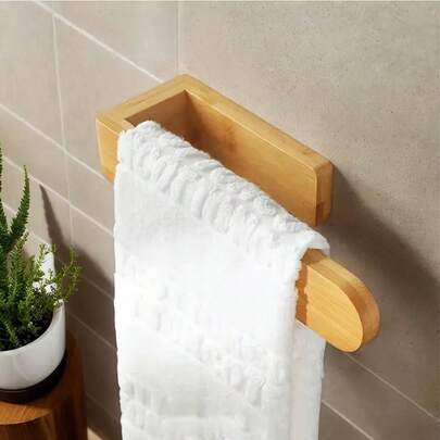 1/2 piezas Toallero de bambú, toallero de madera colgante para baño, cocina, estilo moderno montado en la pared, accesorios de toallero para baño, herramientas de baño