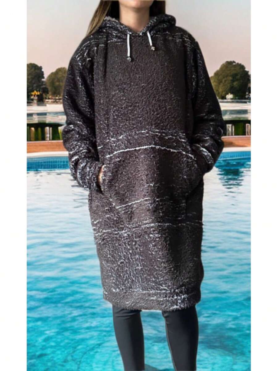 SUDADERAS DOBLE MACUCO EXTRA LARGA  Color combinado  Casual    Cordón  Bolsillo - Negro - Ver 1