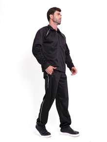 Kit With 2 Pants And 2 Shirts Men's Tracksuit/Set Flannel Chimpa Polyester Sports Outdoor-Athletic Sporty Style Striped Winter Slim Fit Zipper Beach Going Out Night Sports Cycling Casual Weekend Mother's Day - 黑色 - 查看 9