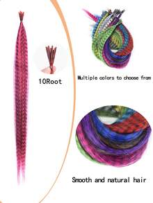 Rainbow 16inch Leopard Print Feather Hair Extension Stick10 Root Synthetic Wig Hair Accessories For Women Girl Red Wig