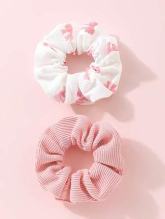2 pièces Élastiques à cheveux avec motif floral fait main et nœud papillon, convenant pour un port quotidien, Chouchous
