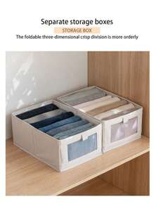 1pc Linen Storage Box With Transparent Window, Cotton Fabric Storage Container For Organizing Clothes, Toys, Books, Essential For Home & Dorm
