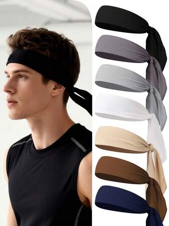 1 pieza/4 piezas Diadema elástica para hombres para deportes al aire correr, diadema simple de unicolor, absorbente del sudor y transpirable, accesorios para el cabello