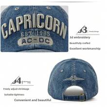 Unisex CAPRICORN Letter Embroidery Baseball Caps Spring Autumn Outdoor Sunscreen Hat Adjustable Casual Trucker Hats - Black - View 6