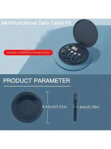 1件套多功能数据线套装带充电收纳盒，60W快充，可当手机模型支架简易便携式充电线转接头套件，USB Lightning转接头转接头套件大学宿舍必备 - 彩色 - 查看 6