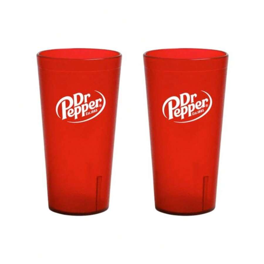 Dr. Pepper Red Plastic Tumblers 24-Ounce Restaurant Grade Cups, Drinking Glasses Drinkware For Restaurant And Party - Set Of 2 - View 1