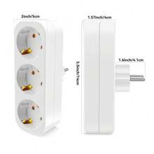 CILIA 1/2pcs European Standard 3-IN-1 Power Strip, 16A/250V, Weight:110g, Carry It With You At All Tian,For Indoor Office, Kitchen, Living Room,Dorm Room Essentials College,White/Black