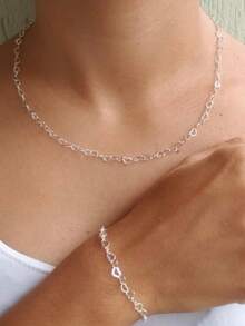 Choker Necklace And Bracelet Kit With Venetian Cord In 925 Silver Durability Of Up To 3 Months - Bạc - Xem 1