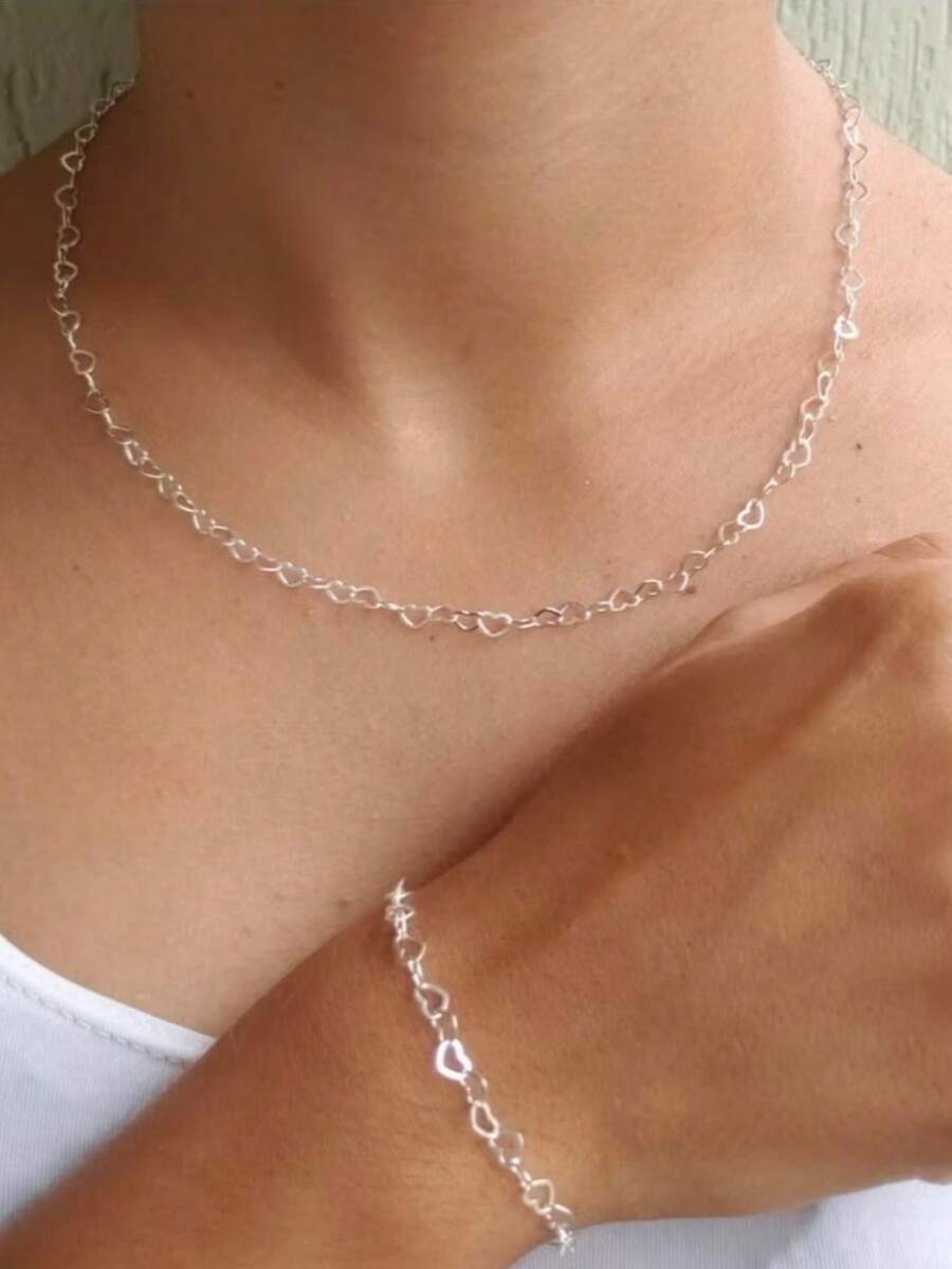 Choker Necklace And Bracelet Kit With Venetian Cord In 925 Silver Durability Of Up To 3 Months - Bạc - Xem 1