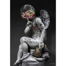 1pc Wall Arts Posters Optional Frame Modern Canvas Posters, David Statue Graffiti Art Canvas Painting David Head Sculpture Posters And Print Street Wall Arts Picture Room Decoration, Frameless ,Wall Art With Frame