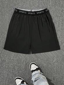 Men's Summer Elastic Waist Casual Sports Woven Shorts With Tucked Towel Waistband
