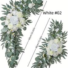 2pcs Luxury Artificial Rose Wreath Decor Set, Suitable For Wedding Arch Decoration, Holiday Party, Indoor & Outdoor Decor, Room Decoration, Sign & Banner Floral Decor - Multicolor - View 15