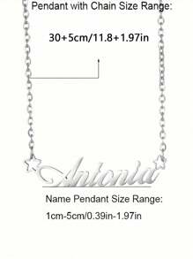 1PC Personalized Children Boys And Girls Simple DIY Name Stainless Steel Necklace, Fashionable Personalized Simple Cursive Alphabet Font Stainless Steel Five-Pointed Star Choker Necklace, Birthday Jewelry Family Holiday Gift For Mother On Mother Day Silver,Customized For Delicate Gift For Kids, Baby Shower,Back To School Winter Gift Ideas Boy Girl Valentine's Da(Complimentary Beautifully Packaged Gift Box)