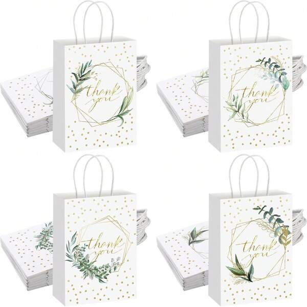 12 piezas Bolsas de regalo de papel con tema de cumpleaños y agradecimiento Bolsas de regalo de papel
