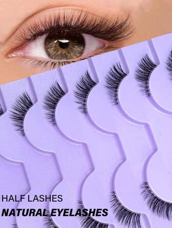 10 Pairs Half Length Clear Strip False Eyelashes, 3D Cat Eye Lashes Short Soft Faux Mink Lashes For Corner Of Eye Natural Makeup