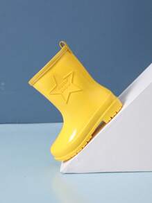 1 par de botas de lluvia a media pantorrilla ligeras y antideslizantes para mujeres, botas de jardín impermeables moldeadas de una sola pieza de PVC