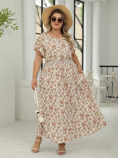 Nemidor 大码圆领短袖连衣裙，夏季时尚