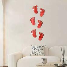 1pc Creative Footprint Shaped Mirror Wall Sticker, Multi-Color Combination, High-Definition Mirrored Surface, Adds Fashion To Home Decor, Suitable For Living Room, Bedroom And Other Spaces, Acrylic 3D Adhesive Footprint Wall Decals For Living Room, Bedroom, Stairwell - View 7