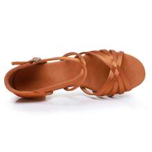 Women's Professional Latin Dance Shoes, Medium Heel Soft Bottom Satin Dance Shoes