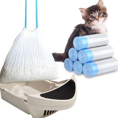 120/80/20 Confezione di sacchetti per lettiera per gatti con laccio, compatibili con sacchetti di ricambio per lettiera per gatti di dimensioni 3/4, multicolore