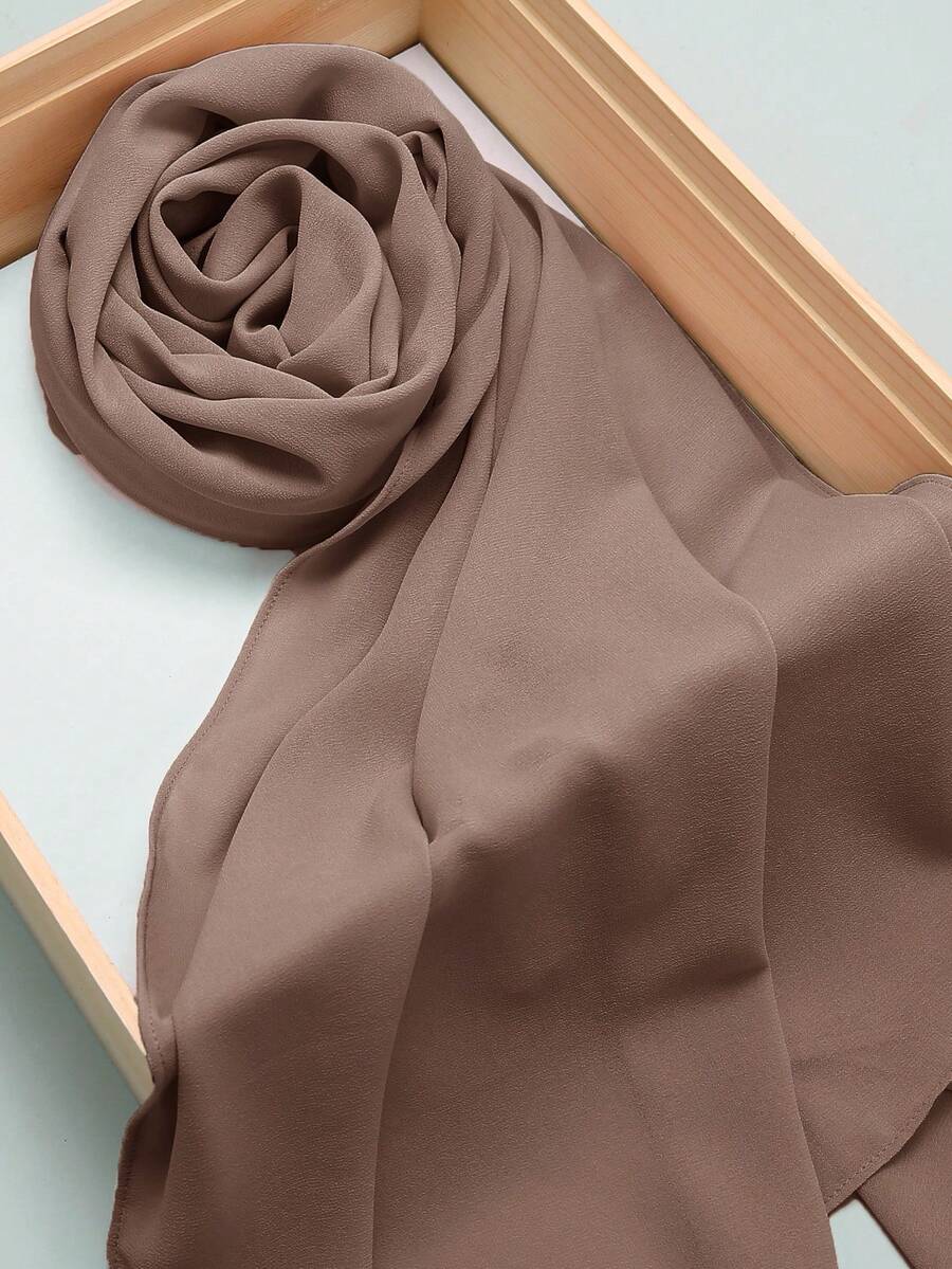 1pc Chiffon Hijab Scarf For Dress - 1pc #37 Light Khaki - View 1