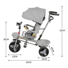 Carrito de viaje 5 en 1 para bebé, ligero, con asa, botones, pedales, asiento reversible y cesta.