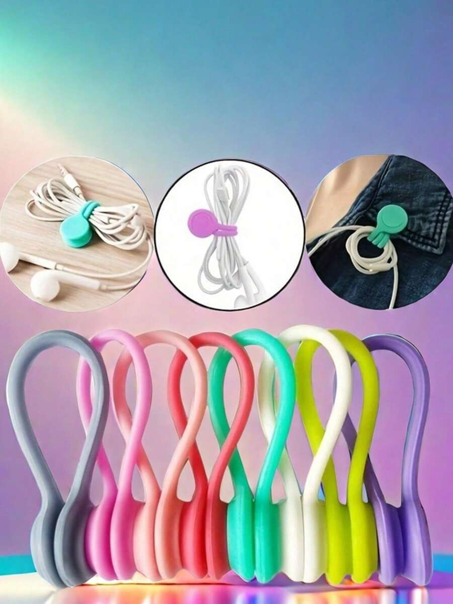 1/10/5/3 piezas 2da generación actualizada Organizador de cable magnético de silicona, organizador de cable con estilo de auriculares con imanes que no se caen, adecuado para auriculares y cables de datos, accesorio de almacenamiento y organización de cables, regalo de Navidad ideal para amigos