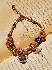 1 Stück Damen 8-Ball Pool Dekor Armband, Stern & Kreuz Dekor Armband, minimalistisches Leopard Dekor Armband, verstellbares Paar Armband