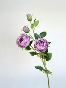 1 pièce Fleur artificielle réaliste en PU ressemblant à de la soie avec 4 fausses roses roses et blanches - Décoration de maison de style ferme moderne pour mariage, Pâques, fournitures de fête de printemps - Décoration de chambre, salon, jardin et mur de style vintage pour l'automne