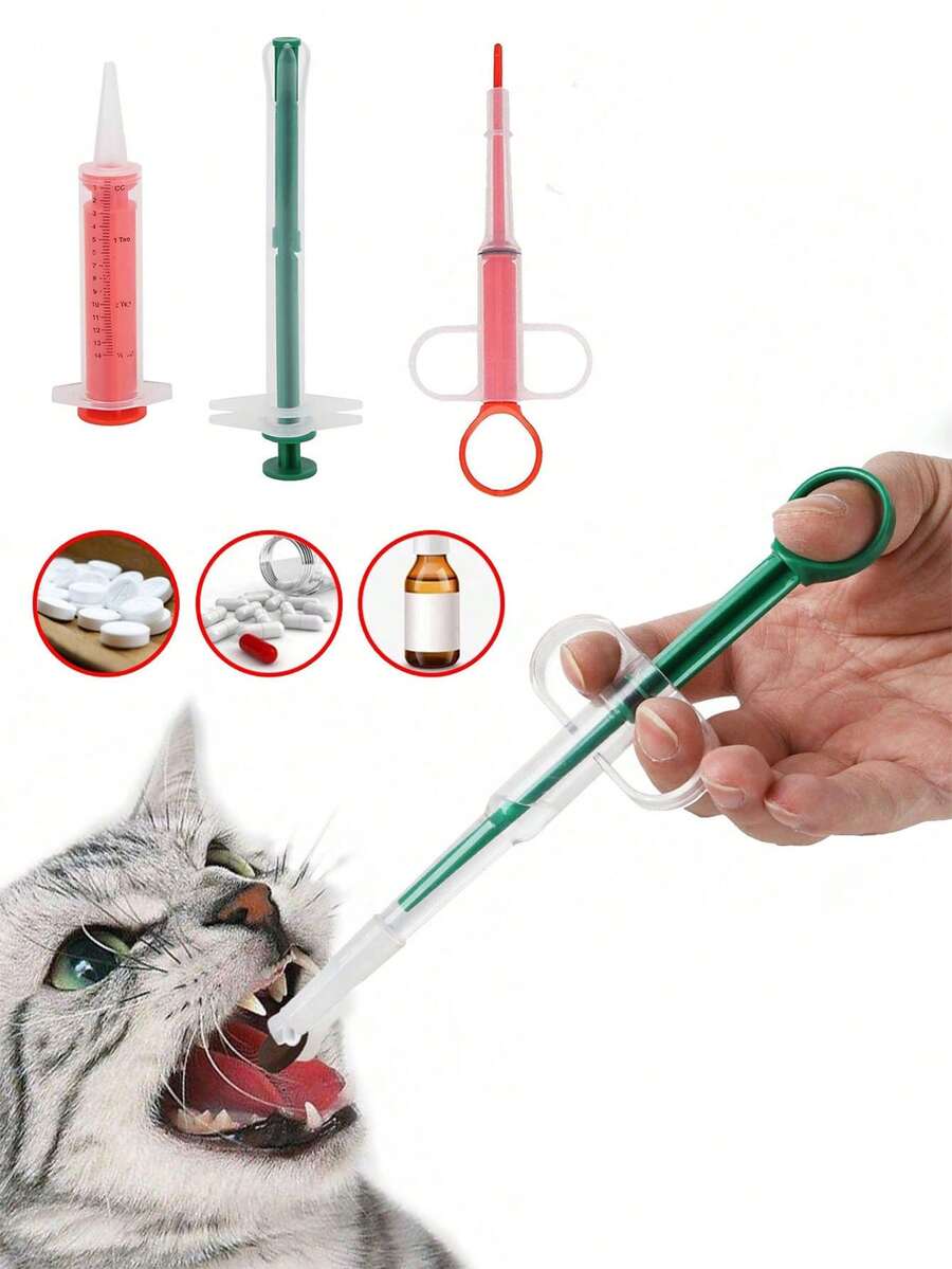 3pcs Pet Syringe, Pet Pill Syringe, Cat Pill Dispenser Feeder, Pet Pill Tablet Feeder, Dog Cat Tube Feeder Tools For Feeding Accessories
